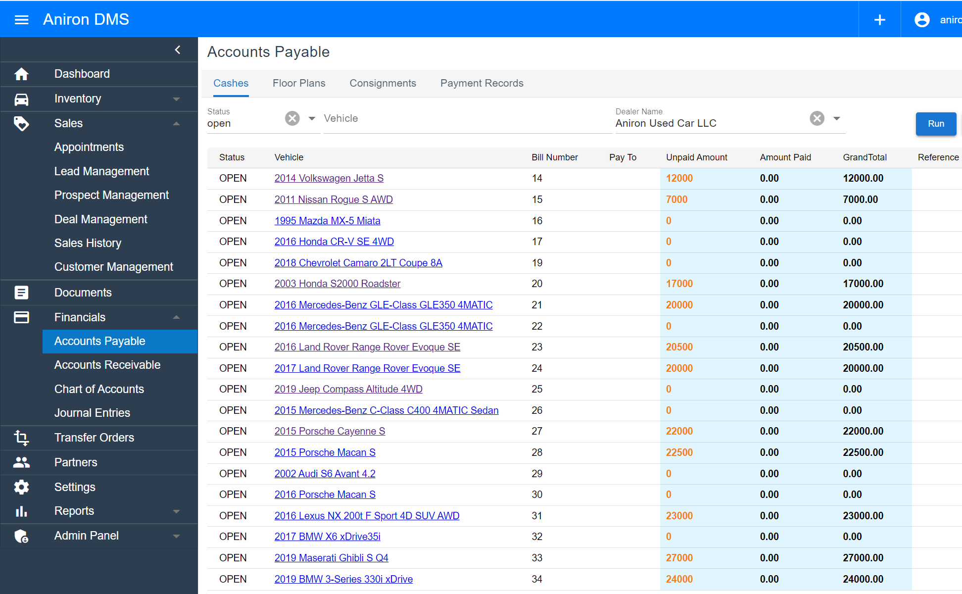account payable list account payable list