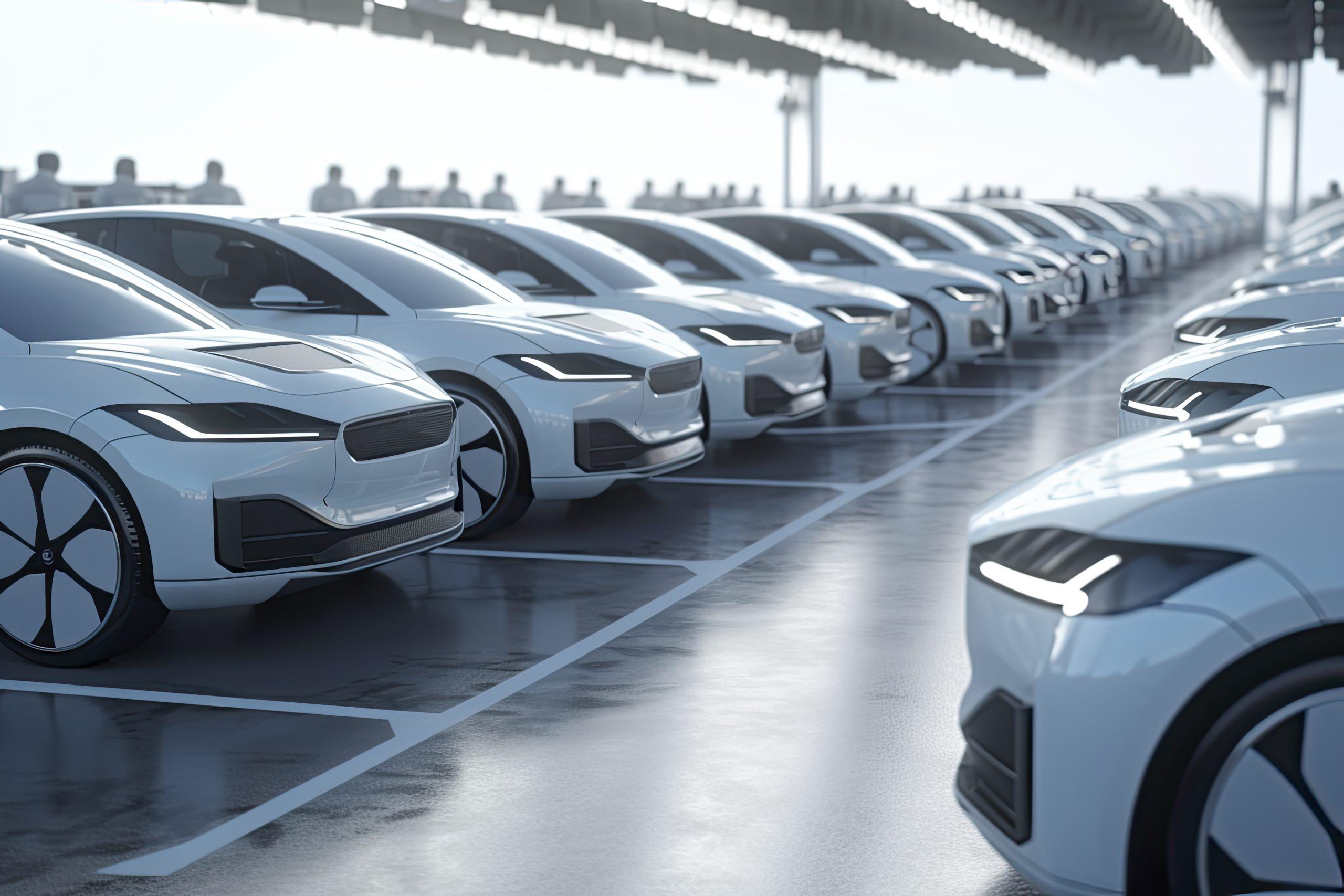 New self driving cars fleet waiting to be exported, large amount